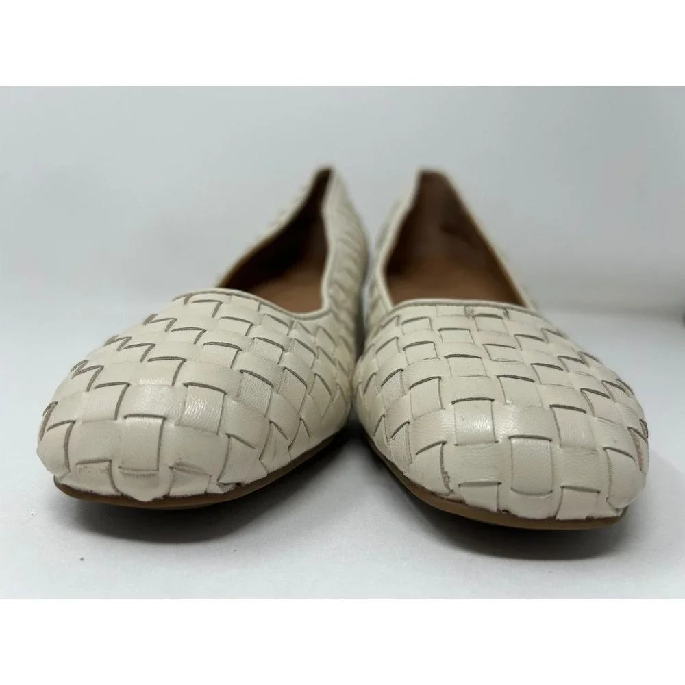 Gentle Souls By Kenneth Cole Woven Leather Block Heel Pumps Cream Shoes Sz 9.5 - Picture 5 of 9